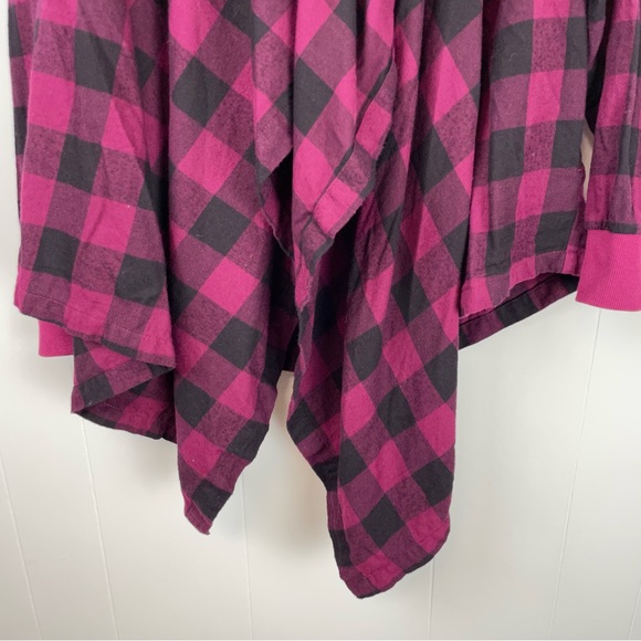 Alternative Maroon Plaid Long Sleeve Open-Front Shirt Top - Picture 3 of 3